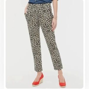 J. Crew Factory Linen/Cotton, Drawstring Cheetah Pant